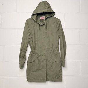 Levi's Jacket Women Size XS Military Utility Hooded Full Zip Epaulets Green